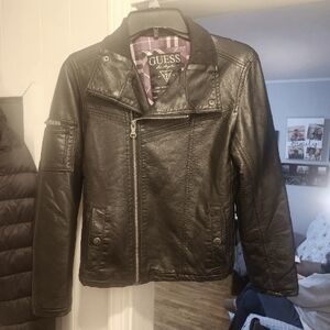 Vintage Guess Las Angelas 1981 Faux Leather Moto Unisex Jacket Size M